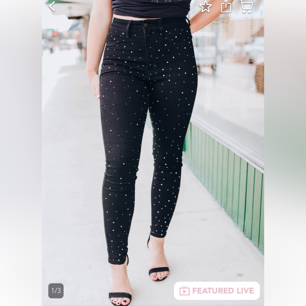 Black All Over Rhinestone Jeans